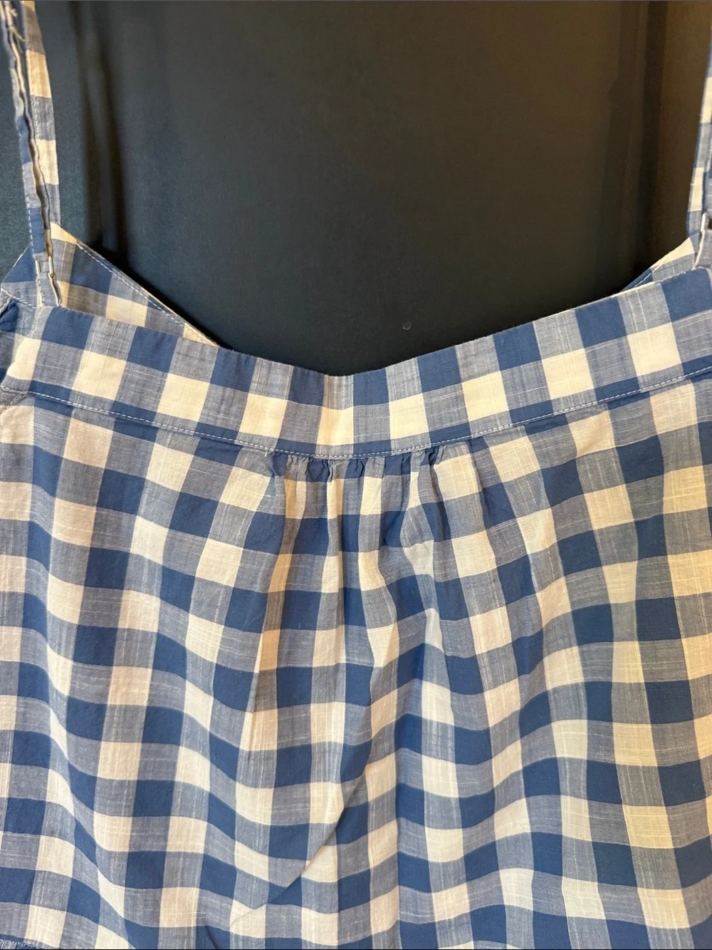 GAP Blue and White Gingham Ruffle Hem Cami